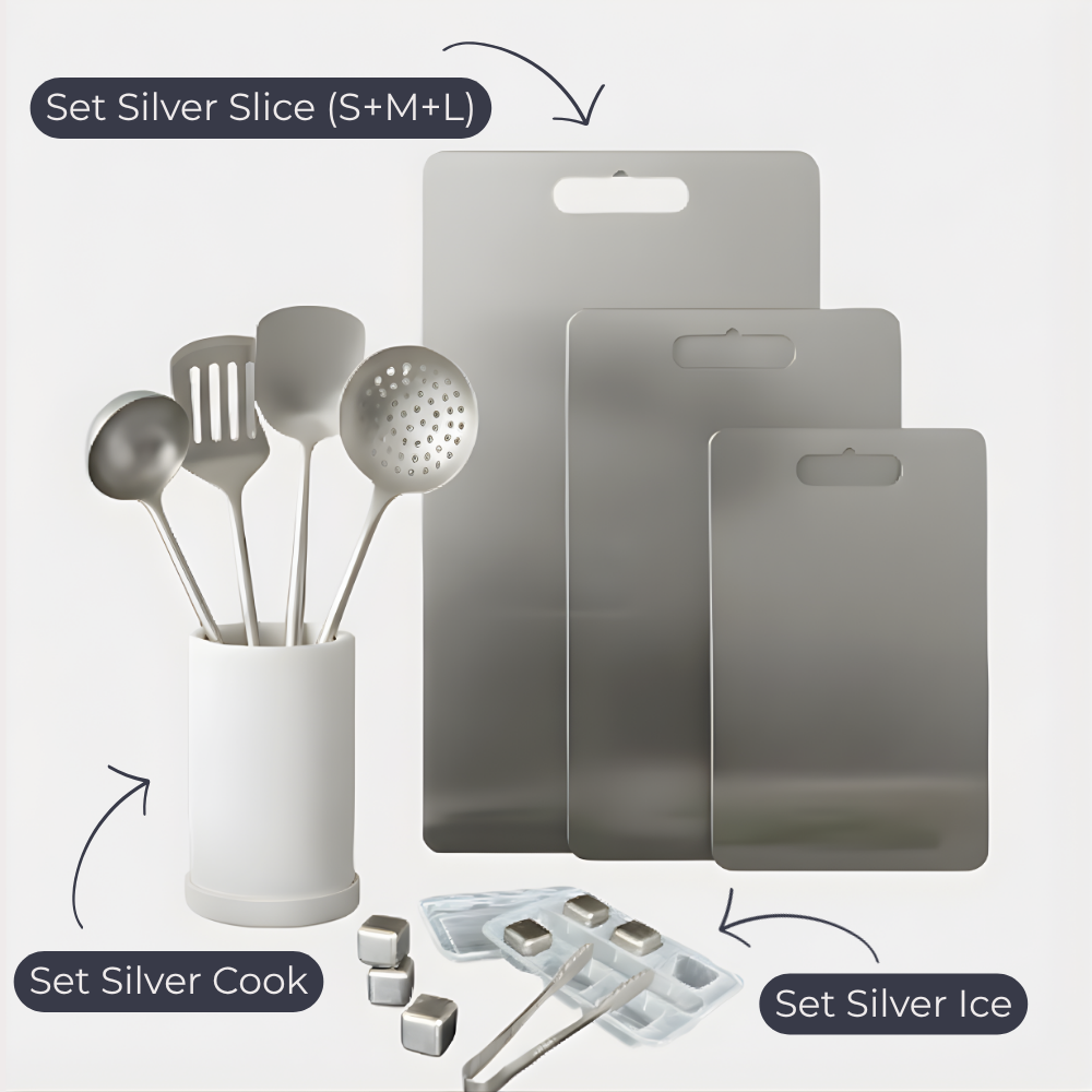 Pack inox complet - Set Silver Slice + Silver cook + Silver Ice